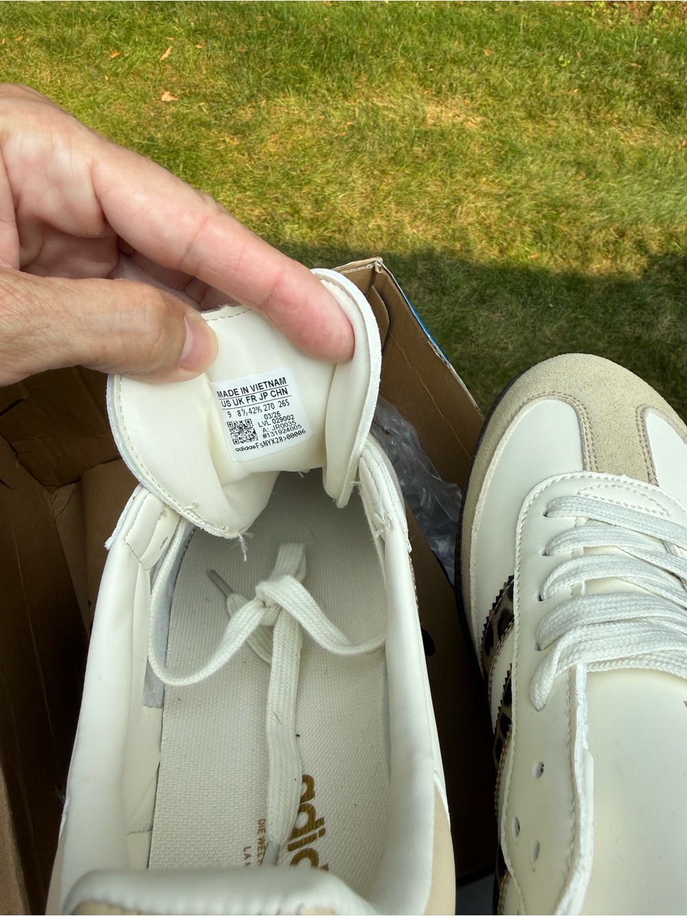 UNISEX adidas Cream and Brown Samba Sneakers with Leopard-Print Stripes - Picture 6 of 8